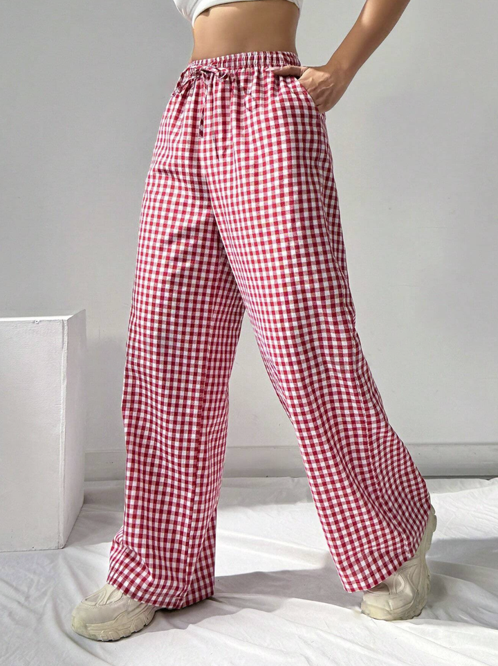 Gingham Wide Leg Pants