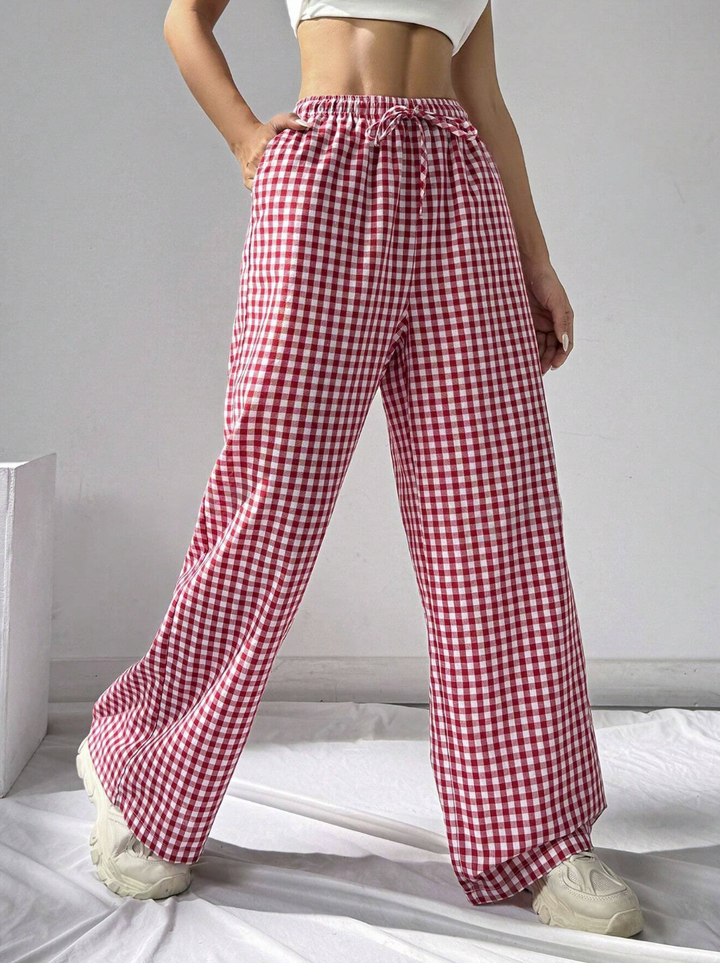 Gingham Wide Leg Pants