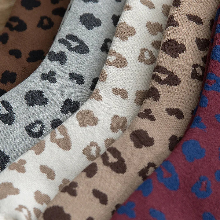 Leopard Print Cotton Socks (5-Pack)