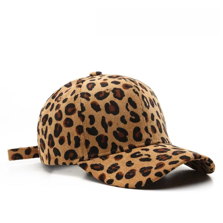 Corduroy Leopard Print Cap