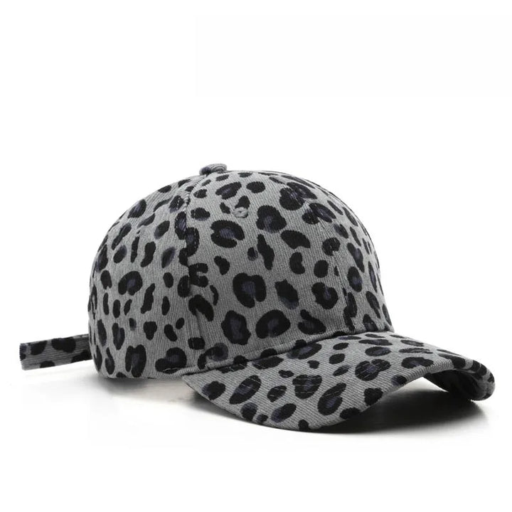 Corduroy Leopard Print Cap