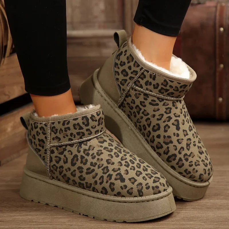 Leopard Winter Ankle Boots