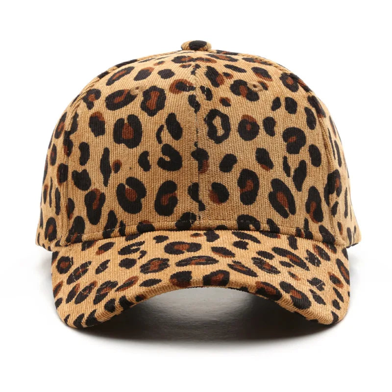 Corduroy Leopard Print Cap